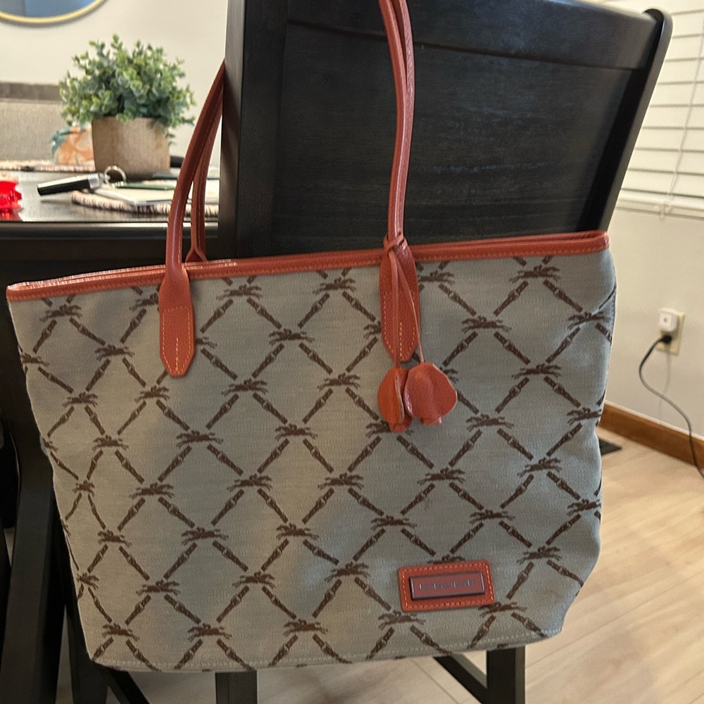 Longchamp Beige and Brown Patterned Tote
